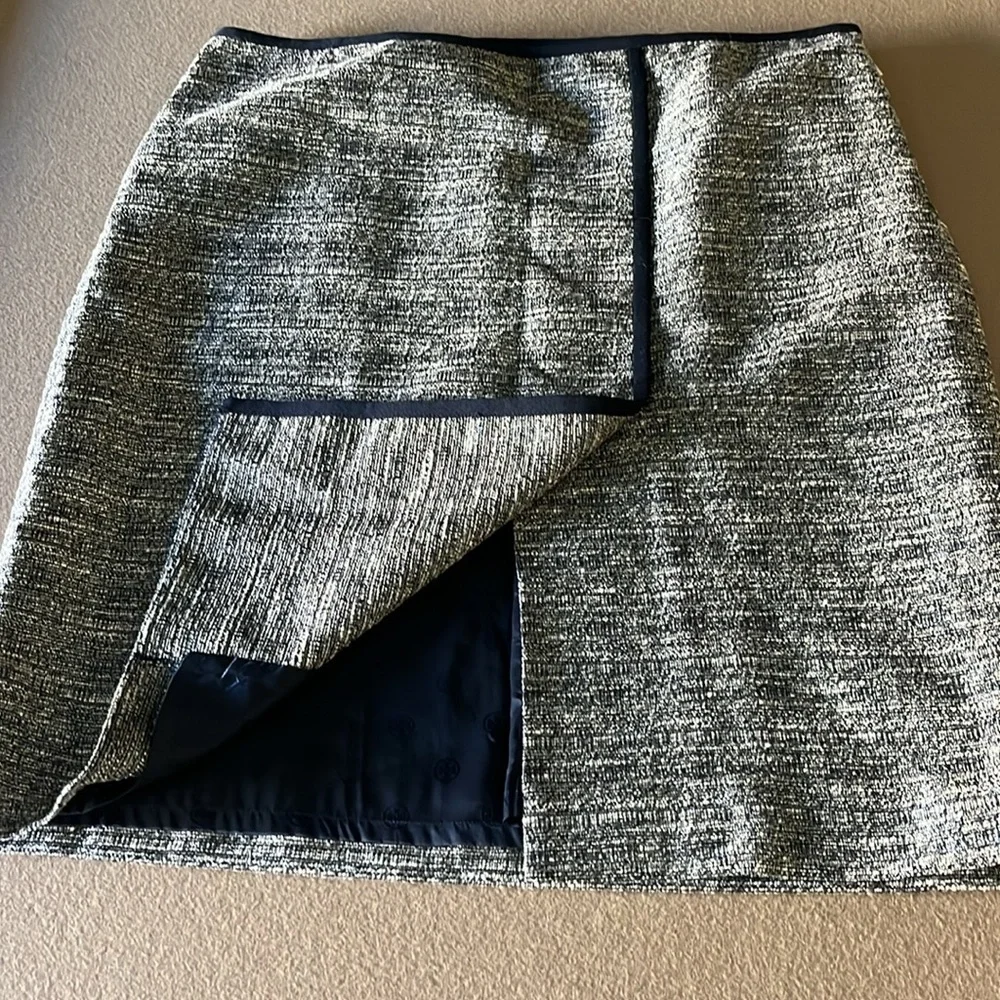 TORY BURCH Skirt Jacquard Blue/Beige  Metallic Tweed - Size 14